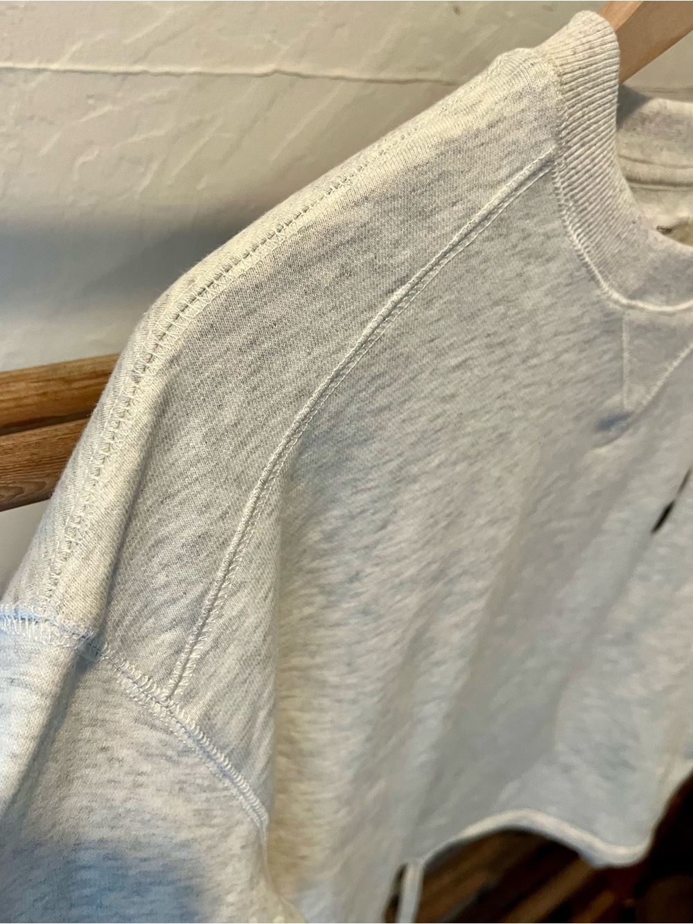 Isabel Marant Etoile Light Gray Cropped Sweatshirt with Black Logo - Picture 6 of 11